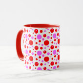 Rosa und rote Retro-Polka-Punkte Tasse (Vorderseite Links)