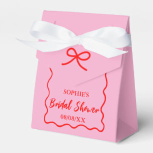 Rosa und rote Retro-Wellenrand-Brautparty Geschenkschachtel