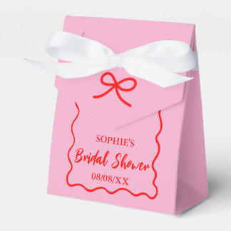 Rosa und rote Retro-Wellenrand-Bridal-Shower Geschenkschachtel
