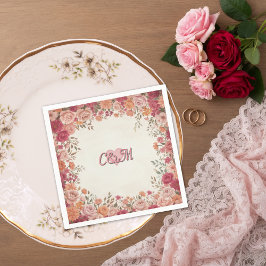 Rosa und rote romantische Rosen Frühlings-Blumenho Serviette