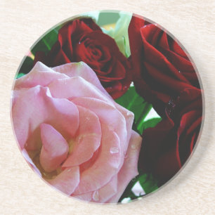 Rosa und rote Rose Blume Sandstein Untersetzer