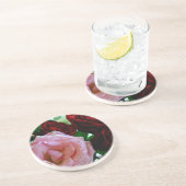 Rosa und rote Rose Blume Sandstein Untersetzer (Seite)