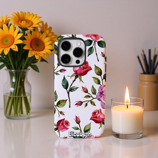 Rosa und Rote Rose Floral Wiederholung Case-Mate iPhone Hülle