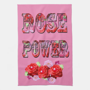Rosa und Rote Rose Power, Geschirrtuch