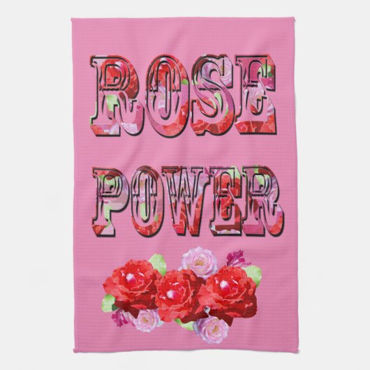 Rosa und Rote Rose Power, Geschirrtuch (Vertikal)