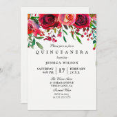 Rosa und Rote Rose Quinceanera Einladung (Vorne/Hinten)