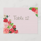 Rosa und Rote Rose Tischnummer Card Hochzeit (Vorderseite)