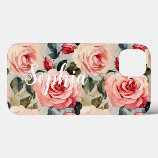 Rosa und Rote Rosen Blumenmuster Case-Mate iPhone Hülle (Rückseite (Horizontal))