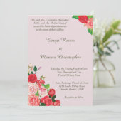 Rosa und Rote Rosen Blumenzwiebeln 12x18 Einladung (Stehend Vorderseite)