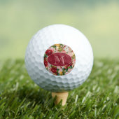 Rosa und Rote Rosen Blütenfarbige Monogramm Golfball (Insitu T-Shirt)