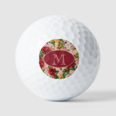 Rosa und Rote Rosen Blütenfarbige Monogramm Golfball (Vorderseite)