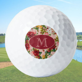 Rosa und Rote Rosen Blütenfarbige Monogramm Golfball