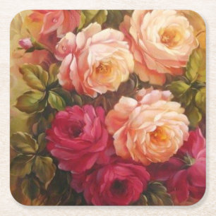 Rosa und rote Rosen Fine Art Rechteckiger Pappuntersetzer