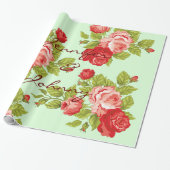 Rosa und rote Rosen, mit individuellen Namen, Umhü Geschenkpapier (Ungerollt)