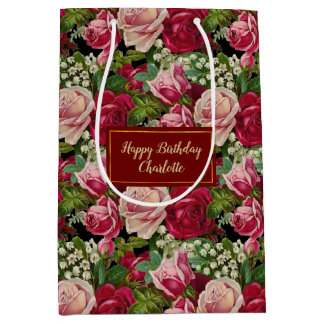 Rosa und Rote Rosen Mittlere Geschenktüte
