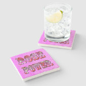 Rosa und Rote Rosen Power, Steinuntersetzer (Seitenansicht)