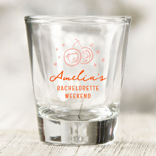 Rosa und Rote Sketch Bachelorette Wochenende Party Schnapsglas