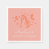 Rosa und Rote Sketch Bachelorette Wochenende Party Serviette (Vorderseite)