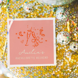 Rosa und Rote Sketch Bachelorette Wochenende Party Serviette