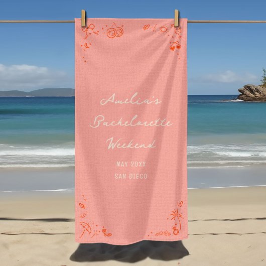 Rosa und Rote Sketch Bachelorette Wochenende Party Strandtuch