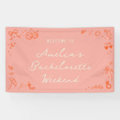 Rosa und rote Sketch Bachelorette Wochenende Willk Banner (Horizontal)