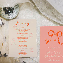 Rosa und Rote Sketch Bachelorette Wochenendreise Einladung