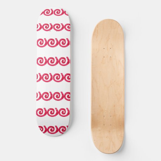 Rosa und rote Spiralmuster auf Weiß Skateboard (Vorderseite)
