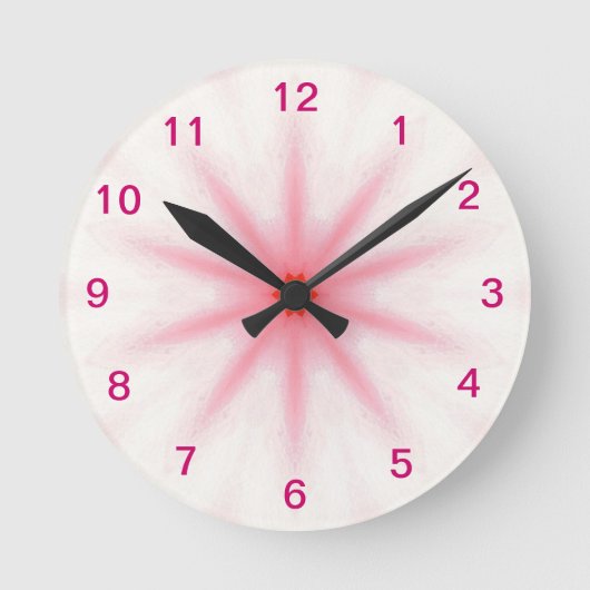 Rosa und rote Sternenmauer Runde Wanduhr (Vorderseite)