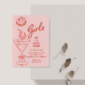 Rosa und Rote Stifte und Party Girls Nacht Ausflug Einladung