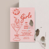 Rosa und Rote Stifte und Party Girls Nacht Ausflug Einladung