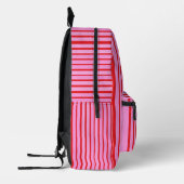Rosa und rote Streifen Bedruckter Rucksack (Links)