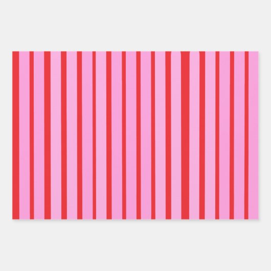 Rosa und rote Streifen Geschenkpapier Set (Vorderseite 2)