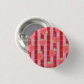 Rosa und rote Streifen mit Erdbeeren Button (Vorne & Hinten)