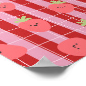 Rosa und rote Streifen mit Erdbeeren Poster (Ecke)
