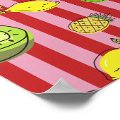 Rosa und rote Streifen mit Fruchtmuster Poster (Ecke)