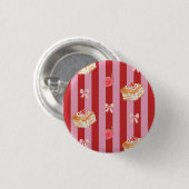 Rosa und rote Streifen mit Kuchenmuster Button (Vorne & Hinten)