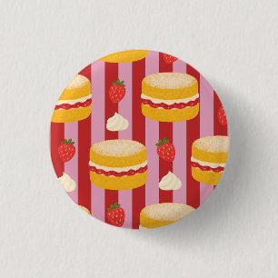 Rosa und rote Streifen mit Kuchenmuster Button