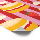 Rosa und rote Streifen mit Kuchenmuster  Poster (Ecke)