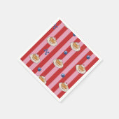 Rosa und rote Streifen mit Kuchenmuster Serviette (Ecke)