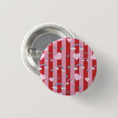 Rosa und rote Streifen mit Regenbögen und Herzen Button (Vorne & Hinten)