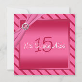 Rosa und rote Streifen Quinceañera Einladung (Vorderseite)
