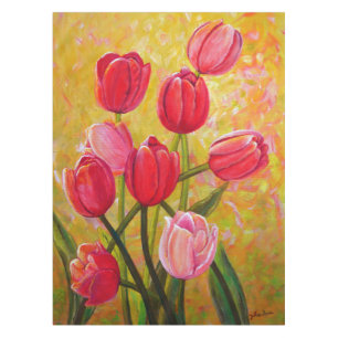 Rosa und rote Tulip-Anordnung Tischdecke