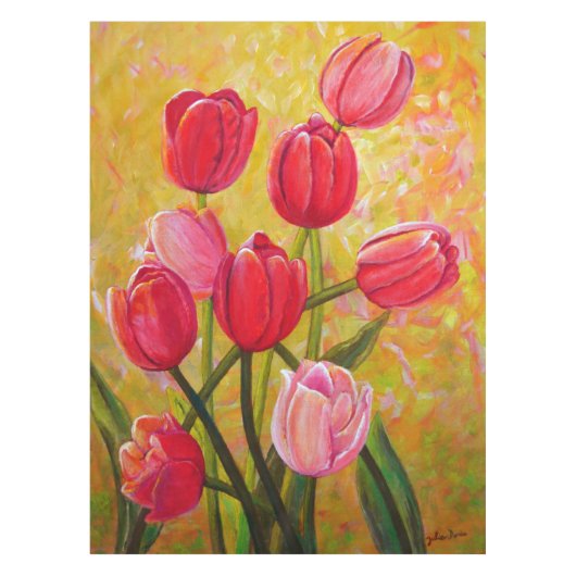 Rosa und rote Tulip-Anordnung Tischdecke (Vorderseite)