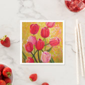 Rosa und Rote Tulip Blume Malerei Serviette (Beispiel)