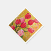 Rosa und Rote Tulip Blume Malerei Serviette (Ecke)