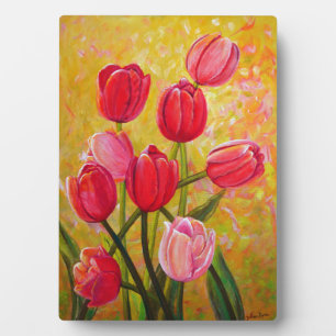 Rosa und rote Tulips Fotoplatte