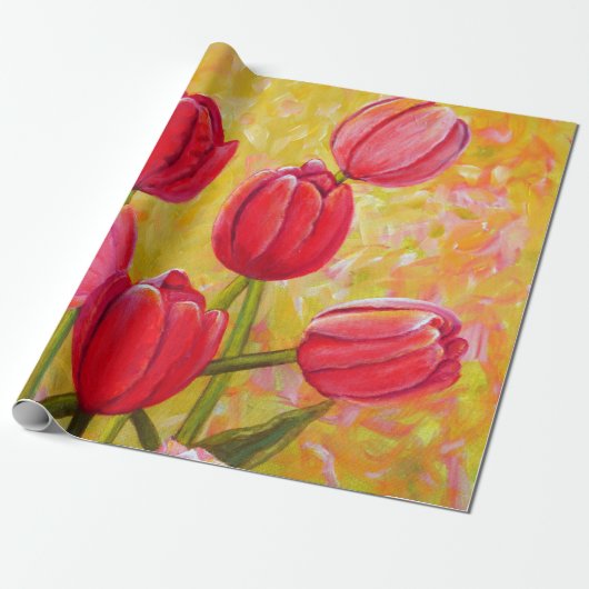 Rosa und rote Tulips Geschenkpapier (Ungerollt)