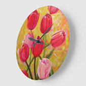 Rosa und rote Tulips Große Wanduhr (Winkel)