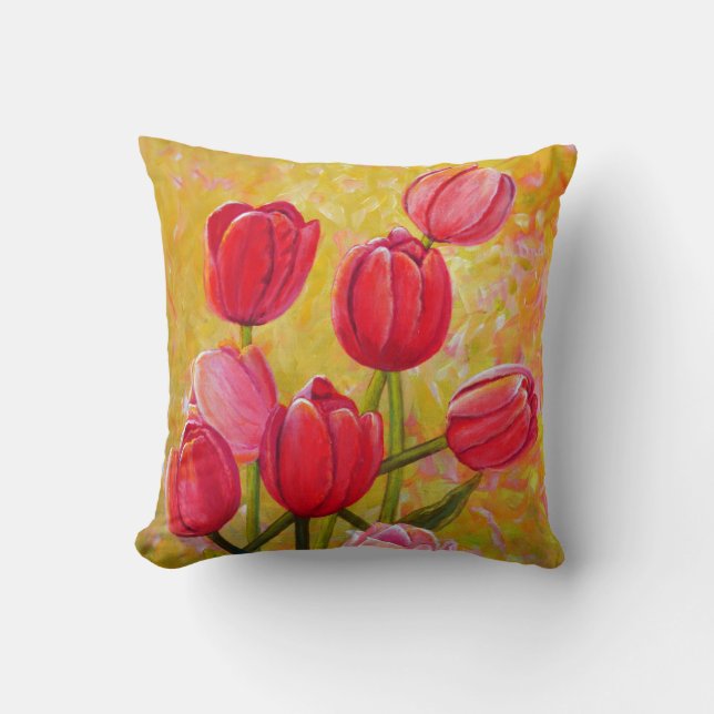 Rosa und rote Tulips Kissen (Vorderseite)