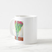 Rosa und rote Tulpen Aquarellkunst Kaffeetasse (Vorderseite Links)
